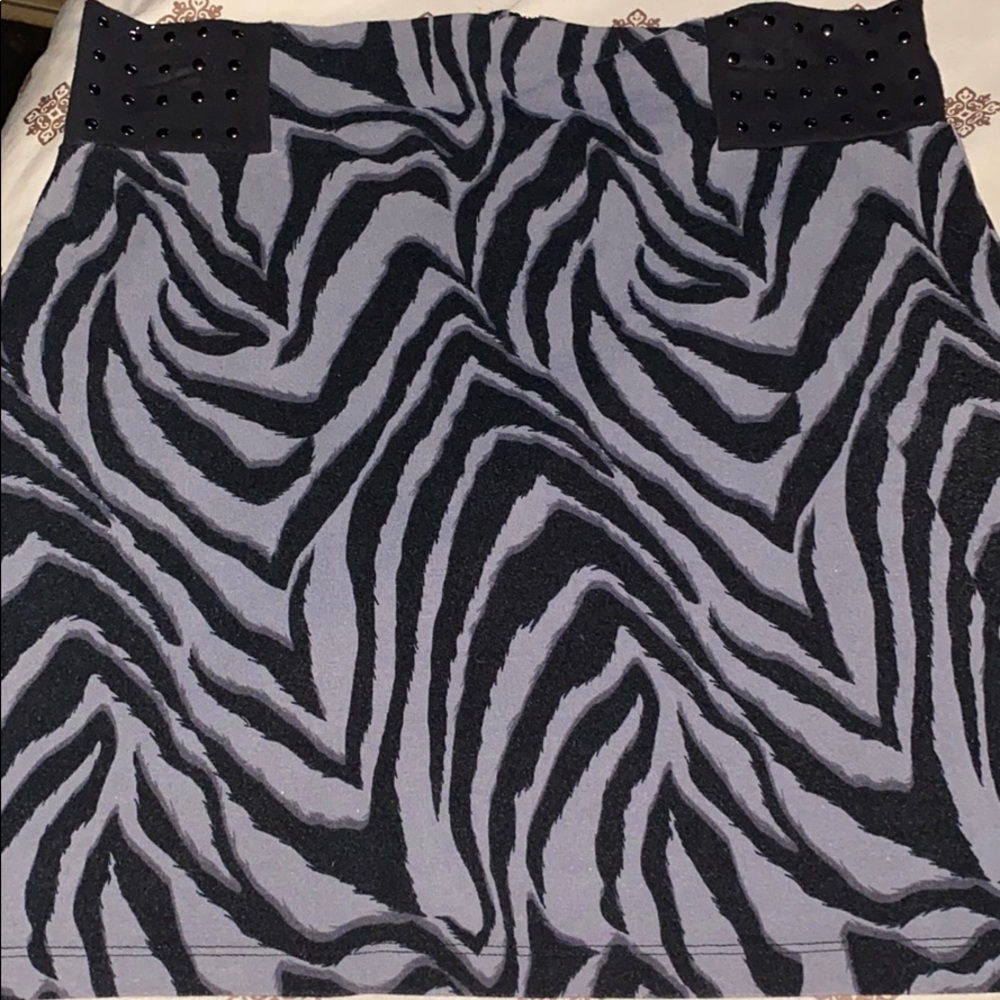 Mini black & grey cotton skirt with zipper